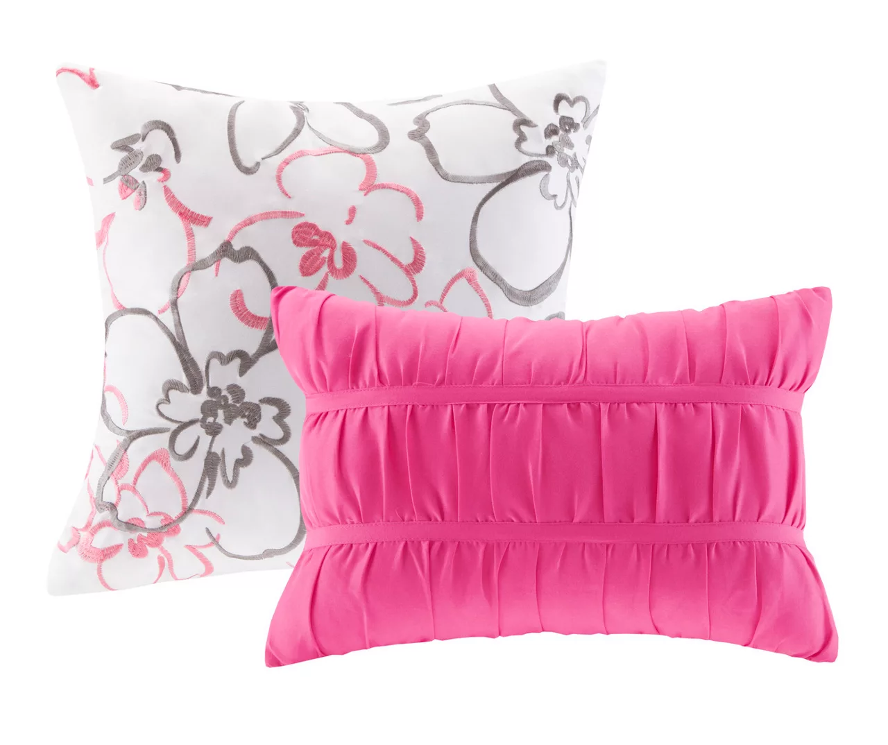 Skye White & Pink Floral King/California King 5-Piece Comforter Set 7 Skye White & Pink Floral King/California King 5-Piece Comforter Set - Image 5