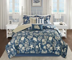 Bedford Blue & White Coastal Cotton Sateen Comforter Set