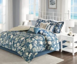 Bedford Blue & White Coastal Cotton Sateen King 7-Piece Comforter Set 10 Bedford Blue & White Coastal Cotton Sateen King 7-Piece Comforter Set -Northlight Sales Store 810590834 810590833 810590832 2