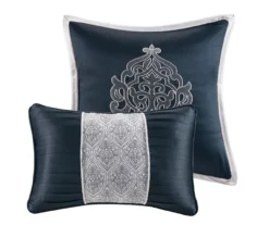 Eliot Navy & White Damask Jacquard California King 8-Piece Comforter Set -Northlight Sales Store 810590837 810590836 810590835 5 1