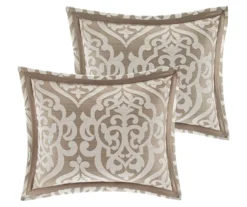 Eliot Tan & Beige Damask Jacquard Queen 8-Piece Comforter Set 17 Eliot Tan & Beige Damask Jacquard Queen 8-Piece Comforter Set -Northlight Sales Store 810590840 810590839 810590838 4