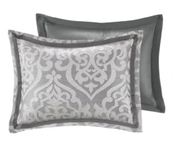 Eliot Silver & White Damask Jacquard California King 8-Piece Comforter Set -Northlight Sales Store 810590843 810590842 810590841 3 1