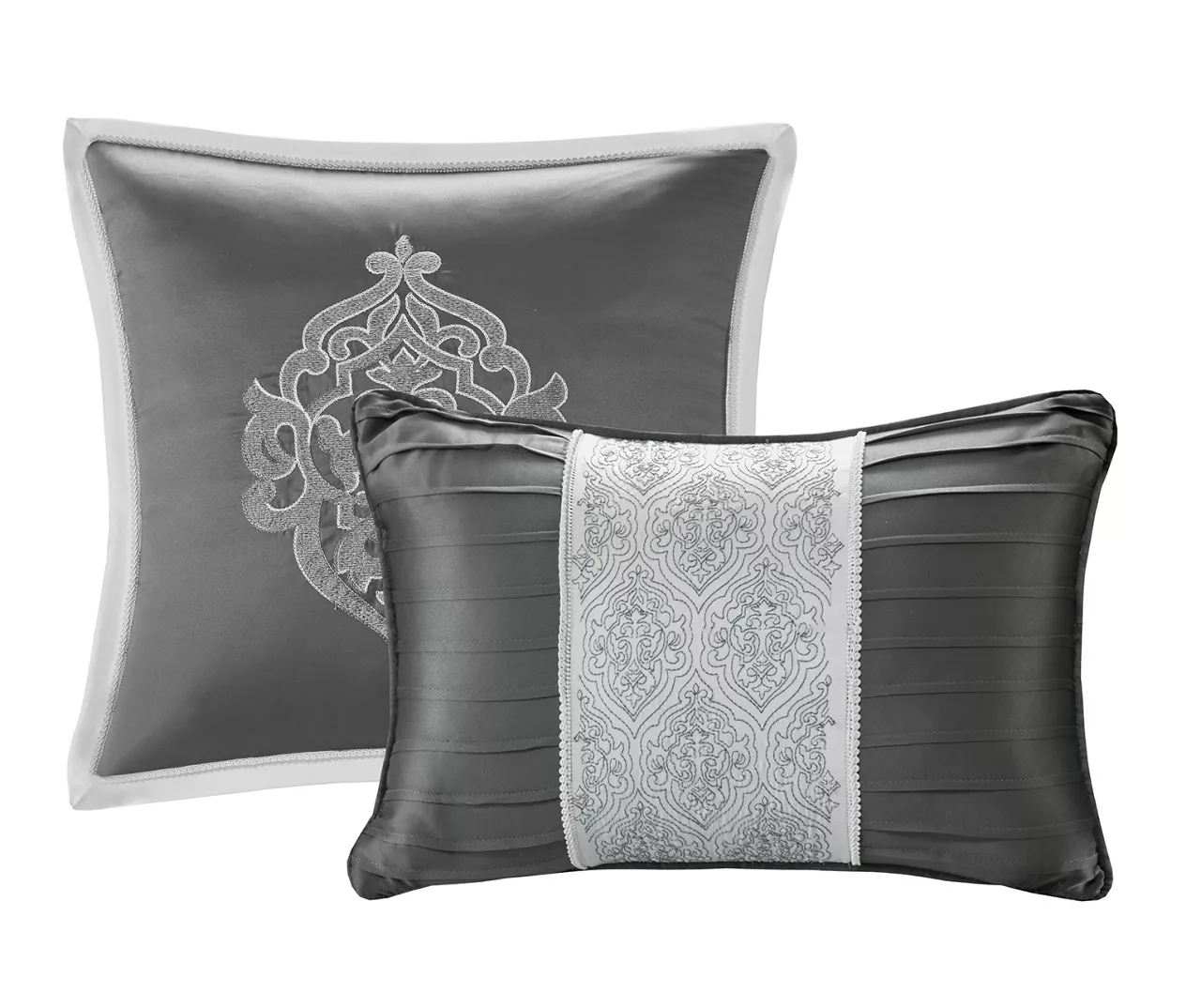 Eliot Silver & White Damask Jacquard King 8-Piece Comforter Set 7 Eliot Silver & White Damask Jacquard King 8-Piece Comforter Set - Image 5