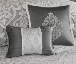 Eliot Silver & White Damask Jacquard California King 8-Piece Comforter Set -Northlight Sales Store 810590843 810590842 810590841 6 1