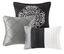 Burnett Gray & Black Color Block Pintuck California King 7-Piece Comforter Set -Northlight Sales Store 810590857 810590856 810590855 3