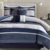 Burnett Navy & White Color Block Pintuck King 7-Piece Comforter Set -Northlight Sales Store 810590860 810590859 810590858 1