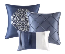 Burnett Navy & White Color Block Pintuck King 7-Piece Comforter Set -Northlight Sales Store 810590860 810590859 810590858 3