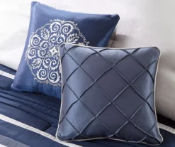 Burnett Navy & White Color Block Pintuck King 7-Piece Comforter Set -Northlight Sales Store 810590860 810590859 810590858 4