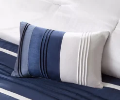 Burnett Navy & White Color Block Pintuck Queen 7-Piece Comforter Set -Northlight Sales Store 810590860 810590859 810590858 5 1