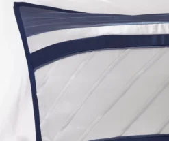 Burnett Navy & White Color Block Pintuck Queen 7-Piece Comforter Set -Northlight Sales Store 810590860 810590859 810590858 6 1