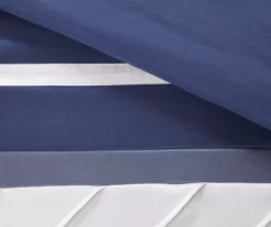 Burnett Navy & White Color Block Pintuck King 7-Piece Comforter Set -Northlight Sales Store 810590860 810590859 810590858 7