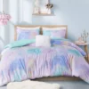 Lisa Aqua & Purple Pastel Watercolor Tie-Dye Comforter Set -Northlight Sales Store 810590866 810590865 810590864 810590863 1