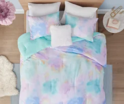 Lisa Aqua & Purple Pastel Watercolor Tie-Dye Comforter Set -Northlight Sales Store 810590866 810590865 810590864 810590863 3