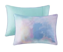 Lisa Aqua & Purple Pastel Watercolor Tie-Dye Comforter Set -Northlight Sales Store 810590866 810590865 810590864 810590863 4
