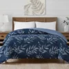 Martin Navy & Blue Striped Leaves Reversible King Comforter -Northlight Sales Store 810590925 810590926 B0 3 1