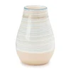 Blue & Tan Stripe Ceramic Vase, (7.8") -Northlight Sales Store 810591366 A0 1
