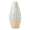 Blue & Tan Stripe Ceramic Vase, (11.9") -Northlight Sales Store 810591475 A0