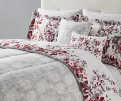 Red & Gray Floral Bed-in-a-Bag Full 14-Piece Bedding Set 12 Red & Gray Floral Bed-in-a-Bag Full 14-Piece Bedding Set -Northlight Sales Store 810593106 B0 1