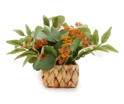New Beginnings Green & Orange Artificial Greenery In Woven Tray -Northlight Sales Store 810593931 A8 3