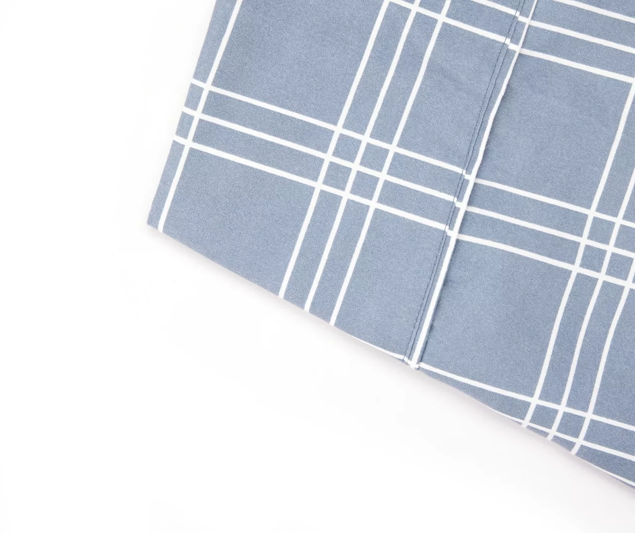 Blue & White Grid Plaid Full 4-Piece Microfiber Sheet Set 4 Blue & White Grid Plaid Full 4-Piece Microfiber Sheet Set - Image 2