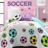 Lush Decor "Soccer" White, Turquoise & Pink Reversible Quilt Set -Northlight Sales Store 810595758