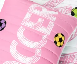 Lush Decor "Soccer" White, Turquoise & Pink Reversible Quilt Set -Northlight Sales Store 810595758 3