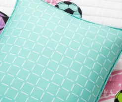 Lush Decor "Soccer" White, Turquoise & Pink Reversible Quilt Set -Northlight Sales Store 810595758 4
