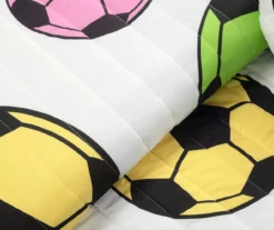 Lush Decor "Soccer" White, Turquoise & Pink Reversible Quilt Set -Northlight Sales Store 810595759 2