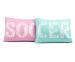 Lush Decor "Soccer" White, Turquoise & Pink Reversible Quilt Set -Northlight Sales Store 810595759 6