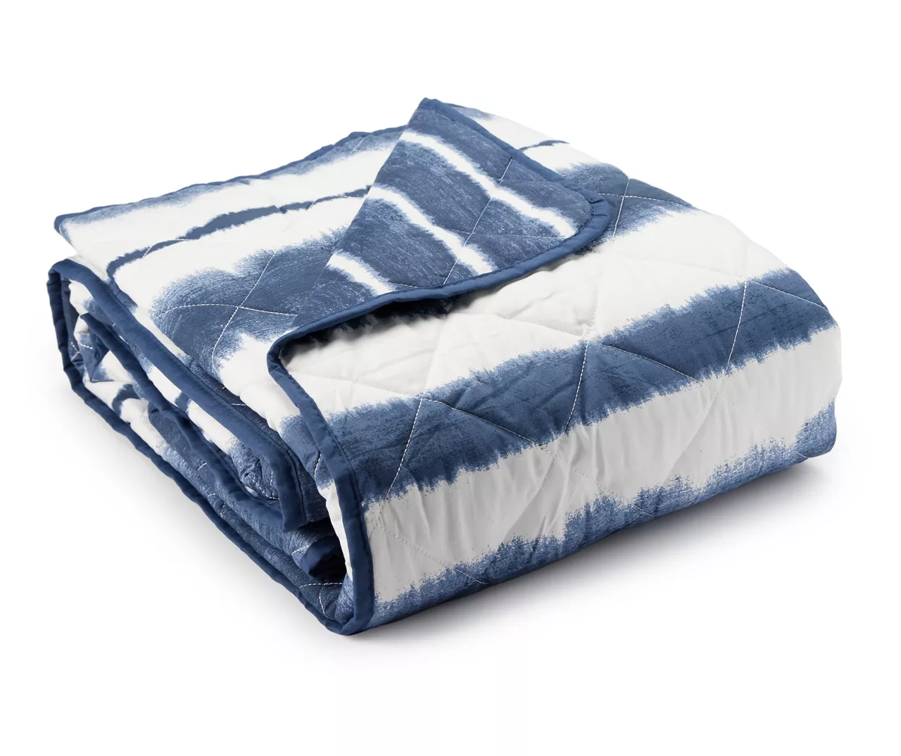 Real Living Grecian Getaway Navy & White Tie-Dye Stripe Reversible Microfiber Quilt 4 Real Living Grecian Getaway Navy & White Tie-Dye Stripe Reversible Microfiber Quilt - Image 2