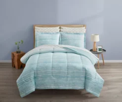 Grecian Getaway Aqua Stripe & Dot Queen 9-Piece Reversible Comforter Set -Northlight Sales Store 810595801 B0 2