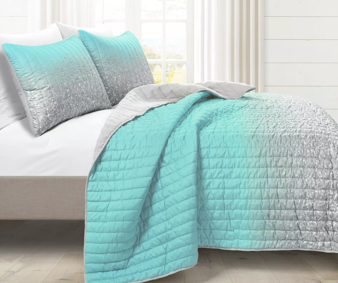 Lush Decor Glitter Ombre Print Quilt Set 4 Lush Decor Glitter Ombre Print Quilt Set - Image 2