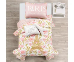 Lush Decor Blush & Gold Watercolor Rose Reversible Quilt Set -Northlight Sales Store 810595926 2