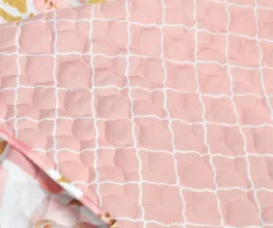 Lush Decor Blush & Gold Watercolor Rose Reversible Quilt Set -Northlight Sales Store 810595926 3