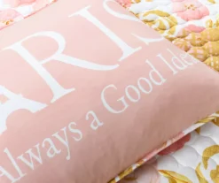 Lush Decor Blush & Gold Watercolor Rose Reversible Quilt Set -Northlight Sales Store 810595926 5