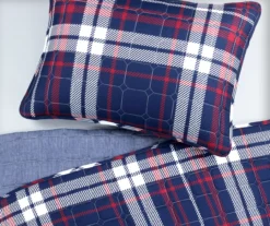 Lush Decor Grayson Farmhouse Navy & Red Plaid Reversible Quilt Set -Northlight Sales Store 810595935 2
