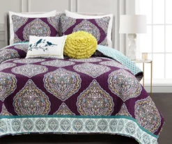 Lush Decor Harley Purple & Turquoise Paisley Arabesque Quilt Set -Northlight Sales Store 810595938 1