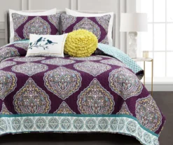 Lush Decor Harley Purple & Turquoise Paisley Arabesque Quilt Set -Northlight Sales Store 810595939 1