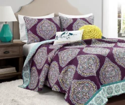 Lush Decor Harley Purple & Turquoise Paisley Arabesque Quilt Set -Northlight Sales Store 810595939