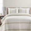 Farmhouse White, Yellow & Gray Stripe Reversible Full/Queen 3-Piece Quilt Set -Northlight Sales Store 810595958