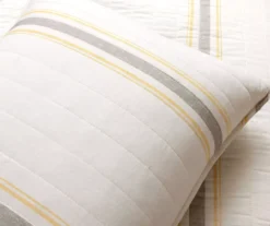 Farmhouse White, Yellow & Gray Stripe Reversible Full/Queen 3-Piece Quilt Set -Northlight Sales Store 810595958 4