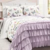 White & Lilac Flutter Butterfly Ruffle Reversible Twin 2-Piece Quilt Set -Northlight Sales Store 810595960