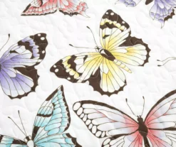 White & Lilac Flutter Butterfly Ruffle Reversible Twin 2-Piece Quilt Set -Northlight Sales Store 810595960 2