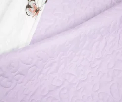 White & Lilac Flutter Butterfly Ruffle Reversible Twin 2-Piece Quilt Set -Northlight Sales Store 810595960 4