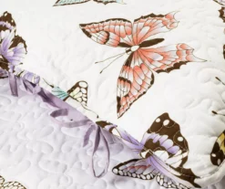 White & Lilac Flutter Butterfly Ruffle Reversible Twin 2-Piece Quilt Set -Northlight Sales Store 810595960 7