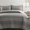 Hygge Charcoal & White Geometric Reversible Full/Queen 3-Piece Quilt Set