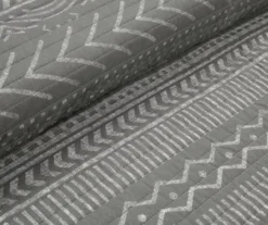 Hygge Charcoal & White Geometric Reversible Full/Queen 3-Piece Quilt Set -Northlight Sales Store 810595962 2