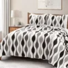 Black & Gray Mid-Century Waves Full/Queen 3-Piece Quilt Set -Northlight Sales Store 810595964