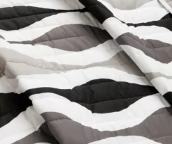 Black & Gray Mid-Century Waves Full/Queen 3-Piece Quilt Set -Northlight Sales Store 810595964 3