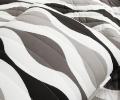 Black & Gray Mid-Century Waves Full/Queen 3-Piece Quilt Set -Northlight Sales Store 810595964 4
